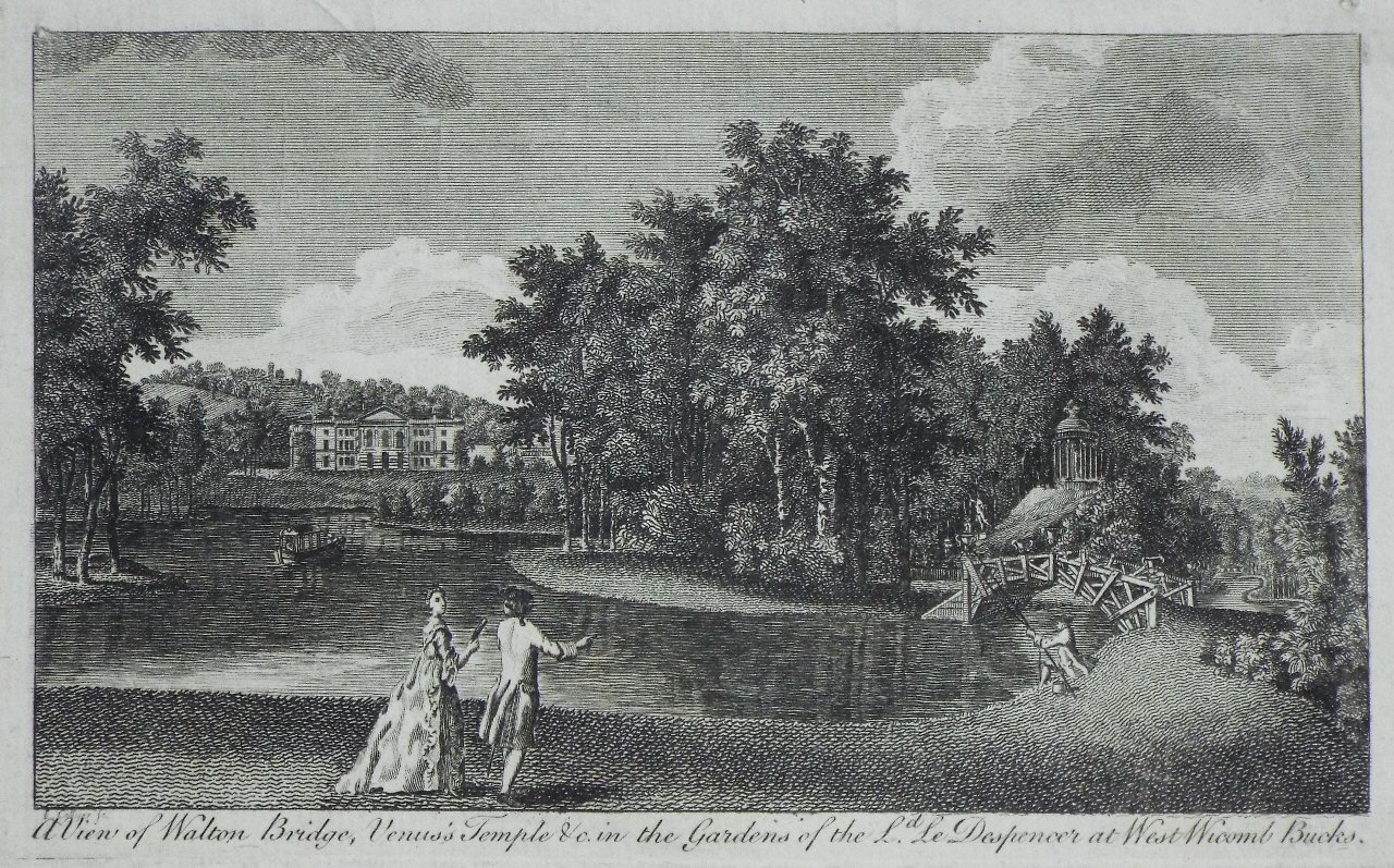 Print - A View of Walton Bridge, Venus's Temple &c in the Garden of the Ld. Despencer at West Wycomb Bucks.